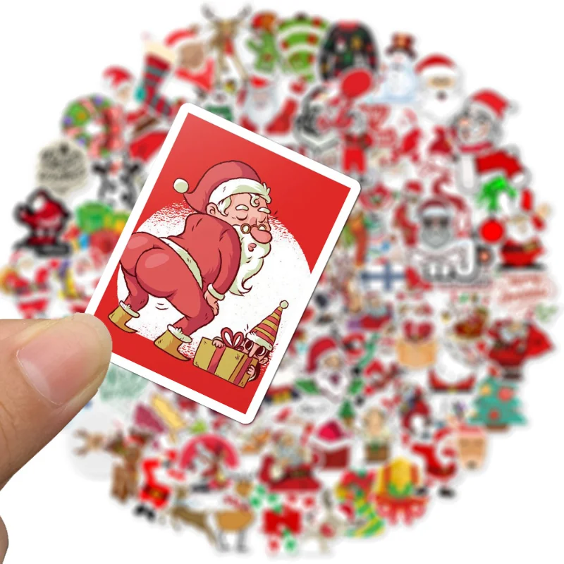 10/50/100Pcs Santa Claus Merry Christmas สติกเกอร์ Decor กีตาร์แล็ปท็อป Pad โทรศัพท์ตู้เย็นถ้วยสมุดภาพสเก็ตบอร์ดเด็กของขวัญ