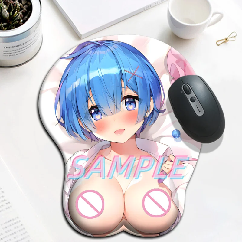 

Re Zero Rem Anime Sexy Mouse Pad Kawaii Manga with Wrist 3D Big Oppai Silicone Gel Mat Mousepad Gamer