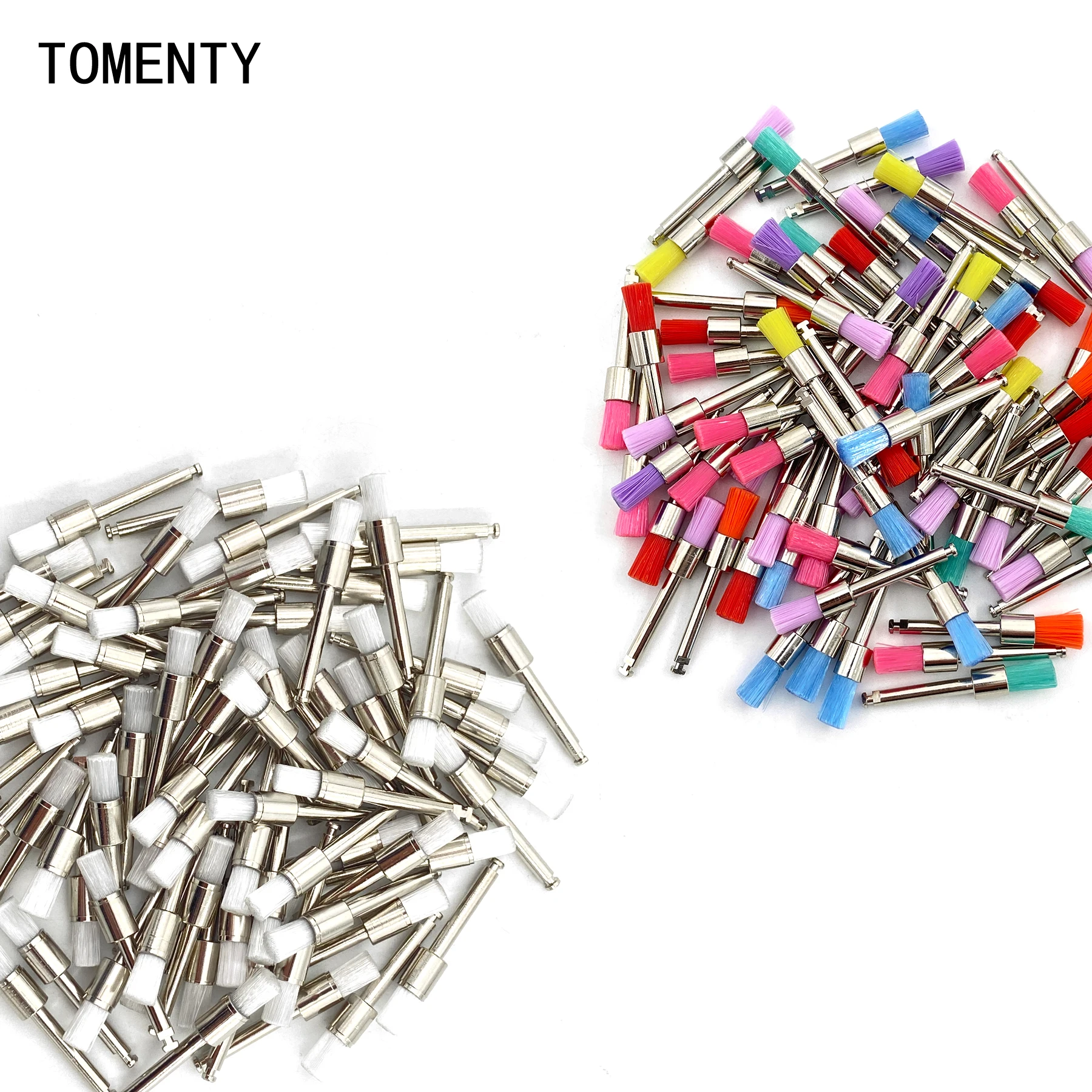 

100PCS Dental Nylon Flat Brushes Disposable Latch type Mixed color Plat Used For Stain Removal And Polish Tools Shank 2.35mm ﻿