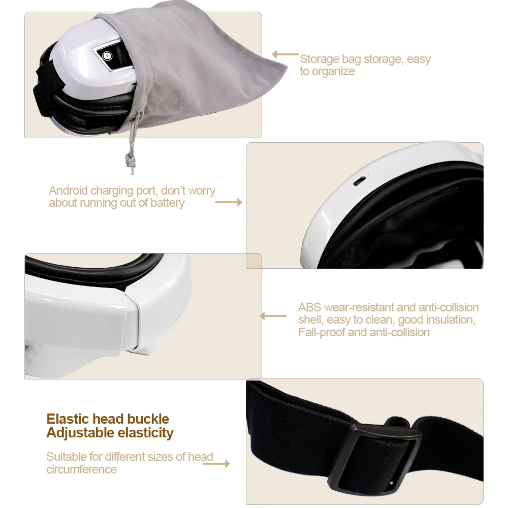 Instrumento de massagem ocular inteligente vibração airbag compressa massageador de olhos ferramenta de cuidados com os olhos bluetooth música relaxar fadiga máscara de dormir