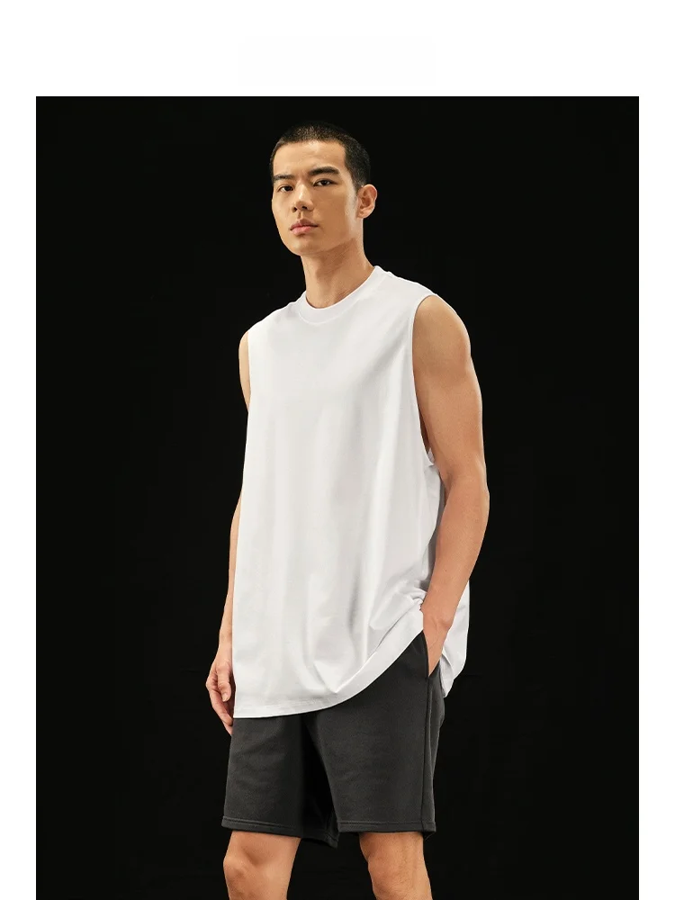 

Nice Rice R Series Loose Fit round Ne Svel Vest 240g Cotton Large Sve Opening Faionable Urban Casual Top