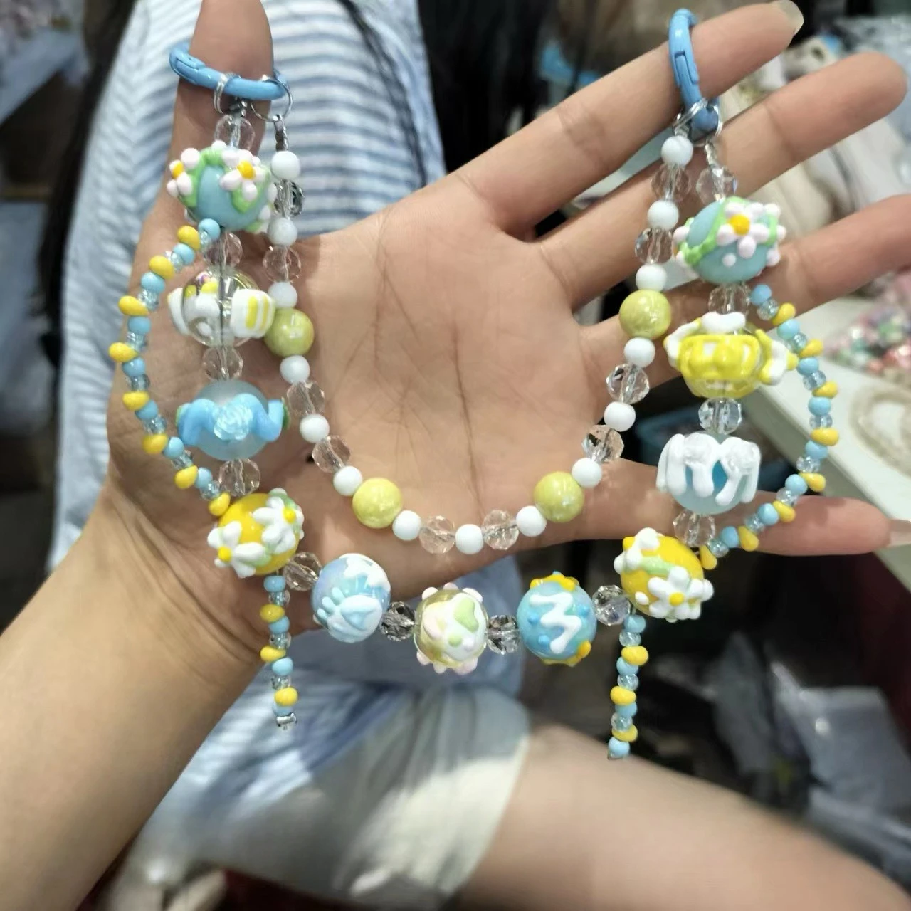 

DIY нишевые креативные нарисованные вручную бусины, цепочка с защитой от потери для подвески телефона, Ccd-камеры и подвески для сумки
