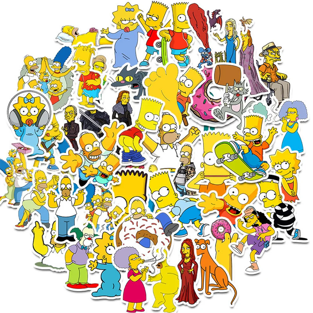 10/30/50PCS Simpson Family Cartoon Anime Comedy Stickers DIY Guitar Laptop Luggage Skateboard Graffiti Decals Fun for Kid Toys