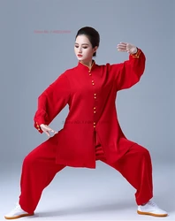 2024 tradycyjny chiński strój do wushu tai chi kungfu ćwiczenia treningowy zestaw sztuk walki wing chun taiji topy + zestaw spodni