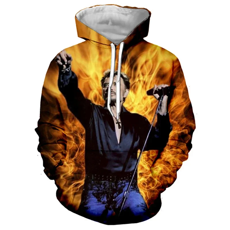 

France Rock Singer Johnny Hallyday Printed 3d Men/Women Hooded Sweater Casual Jersey Oversized Sweater Popular Fashion Men