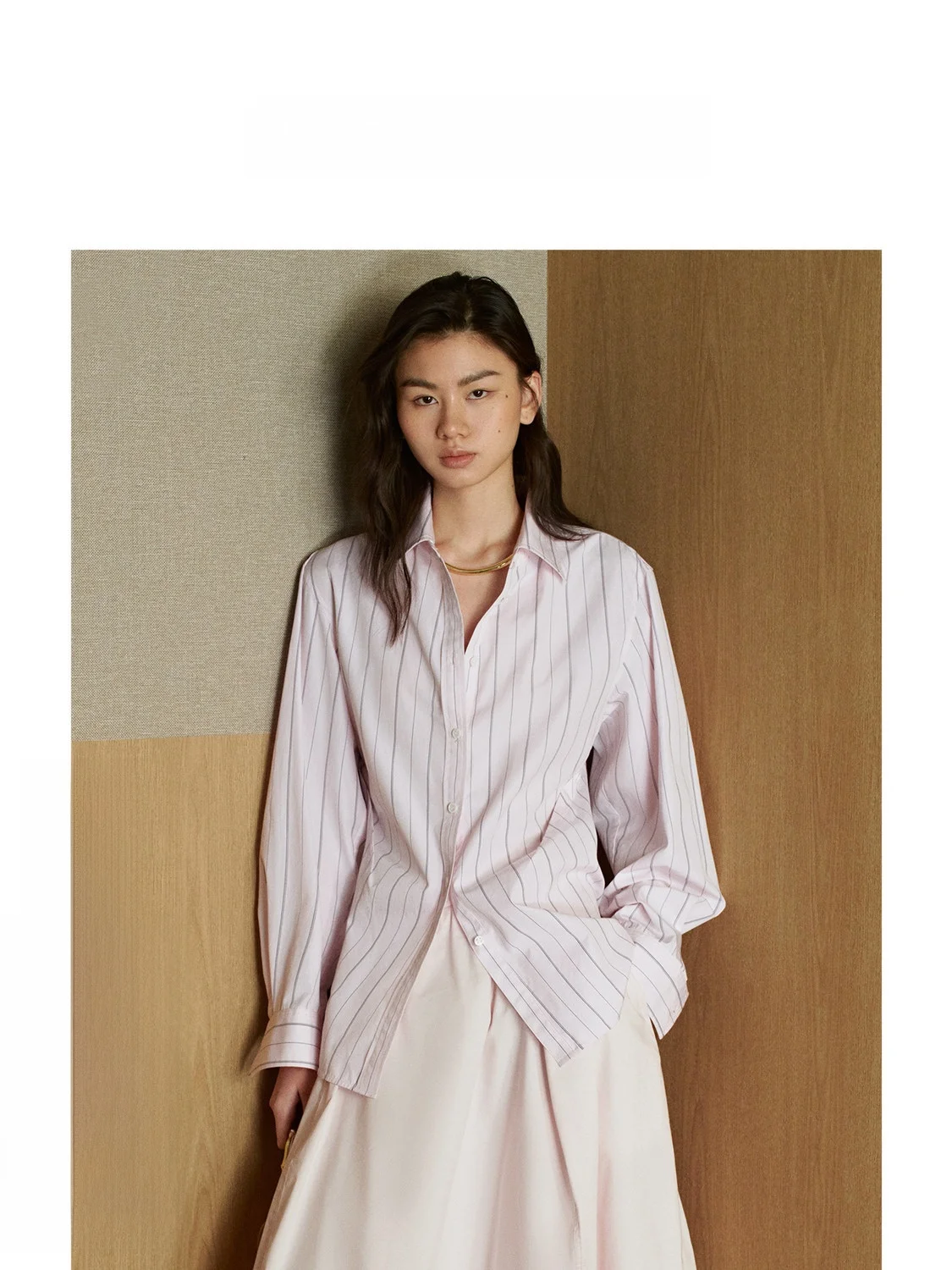 

ZhiZhi Women's Cotton irt Slim Fit Striped Spring New Sle Comfortable Breathable Long Sve Casual Faionable Pink