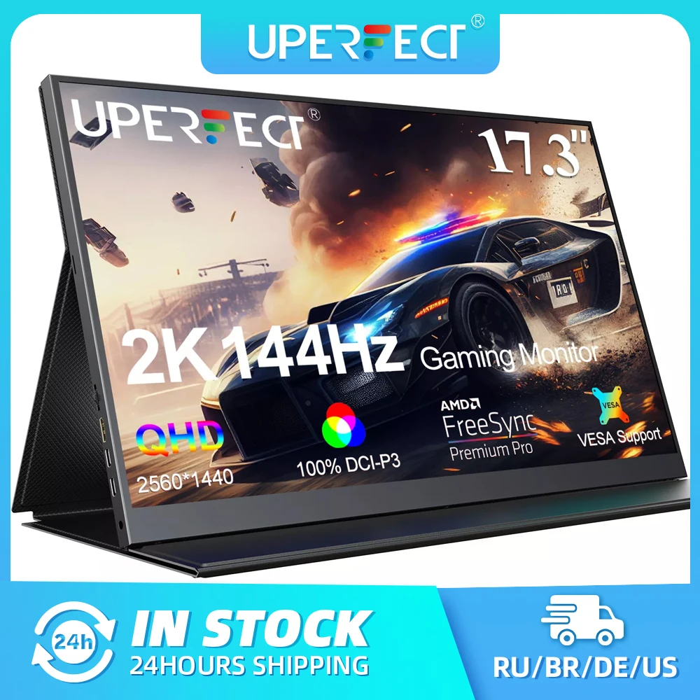 

UPERFECT UAlly K7 17.3 Inch 2K 144Hz Portable Gaming Monitor for Laptop 2560x1440P HDR FreeSync IPS Screen with VESA Cover Stand