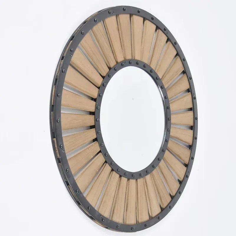 60cm Eco-Friendly Home Decor Large Color Wall Mirrors Elegant Home Decorative Circle Wood Wall Hanging Mirrors
