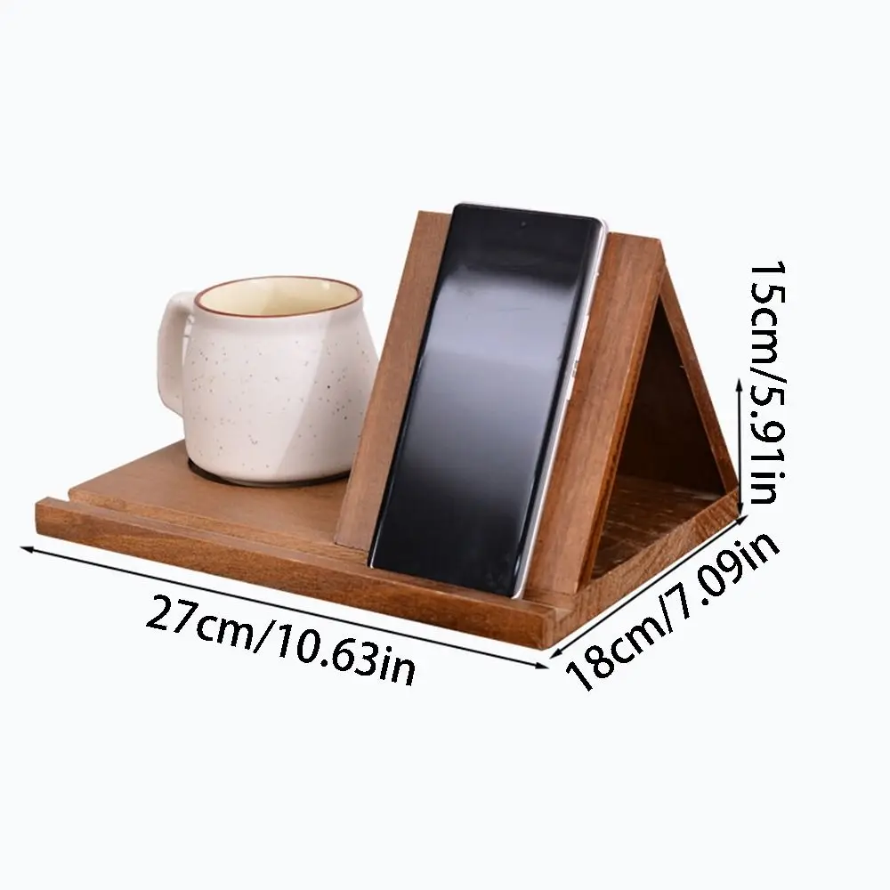 Removable Wooden Reading Stand Owl with Cup Holder Triangle Book Stand Handmade Small Bookshelf Multifunctional Recipe Shelf
