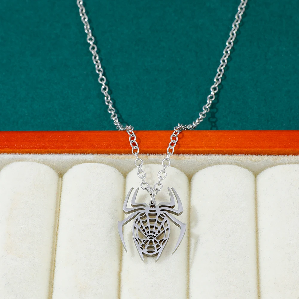 

Spiderman Superhero Stainless Steel Pendant Fashion Hollow-out Marvel Figure Accessories for Friend Cosplay Gift Toy
