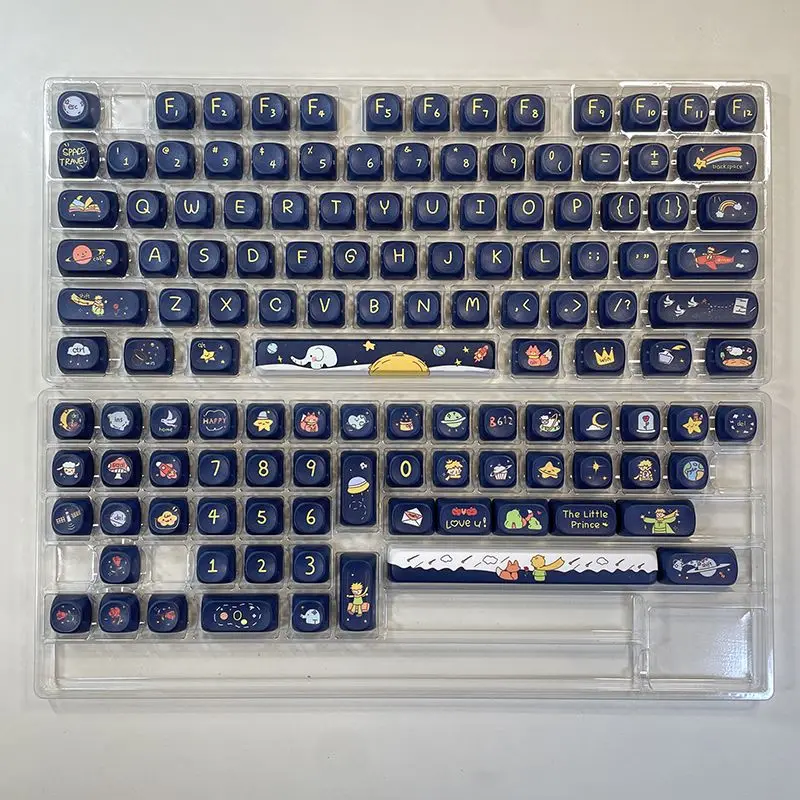 130 مفتاحًا The Little Prince Theme MOA Keycap Set PBT Blue غطاء لوحة المفاتيح الشخصي MOA غطاء مفتاح للوحة المفاتيح الميكانيكية