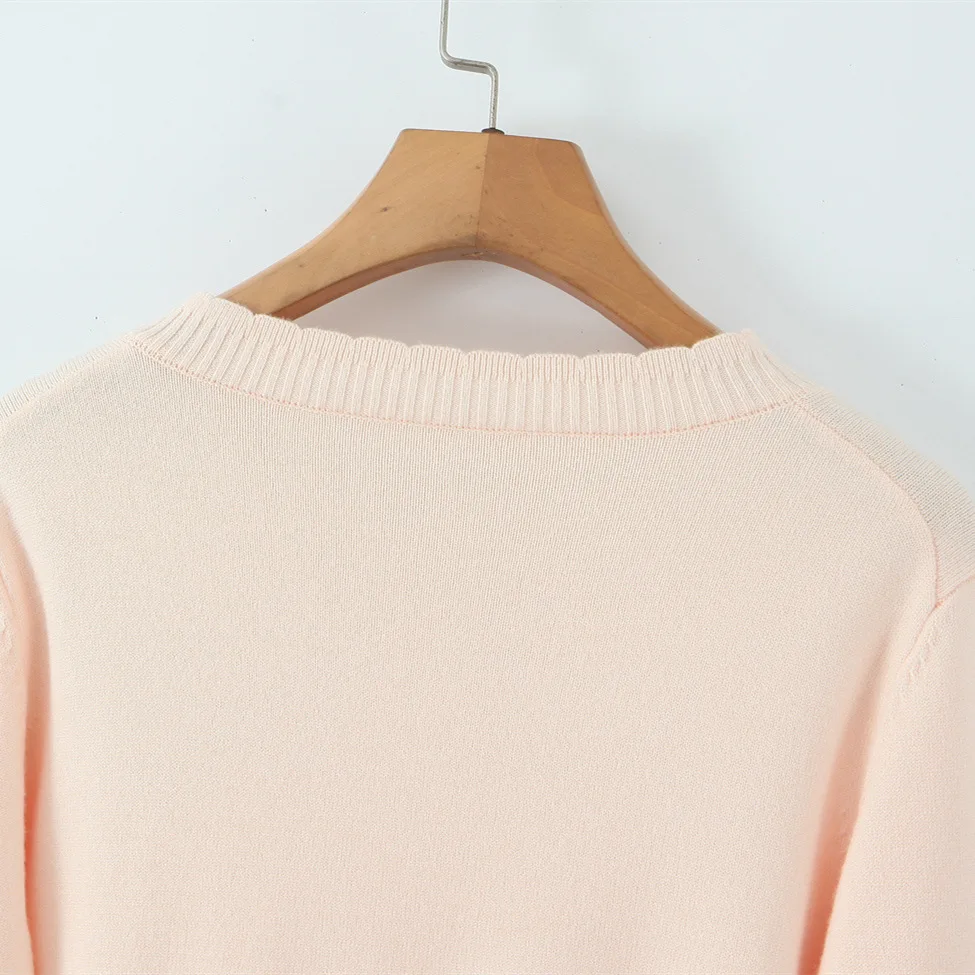 Frauen Bestickt Oansatz Lange Ärmeln Dünne Stricken Einreiher Mantel Tops Herbst Winter Weibliche Gestrickte Pullover Strickjacke Jacke