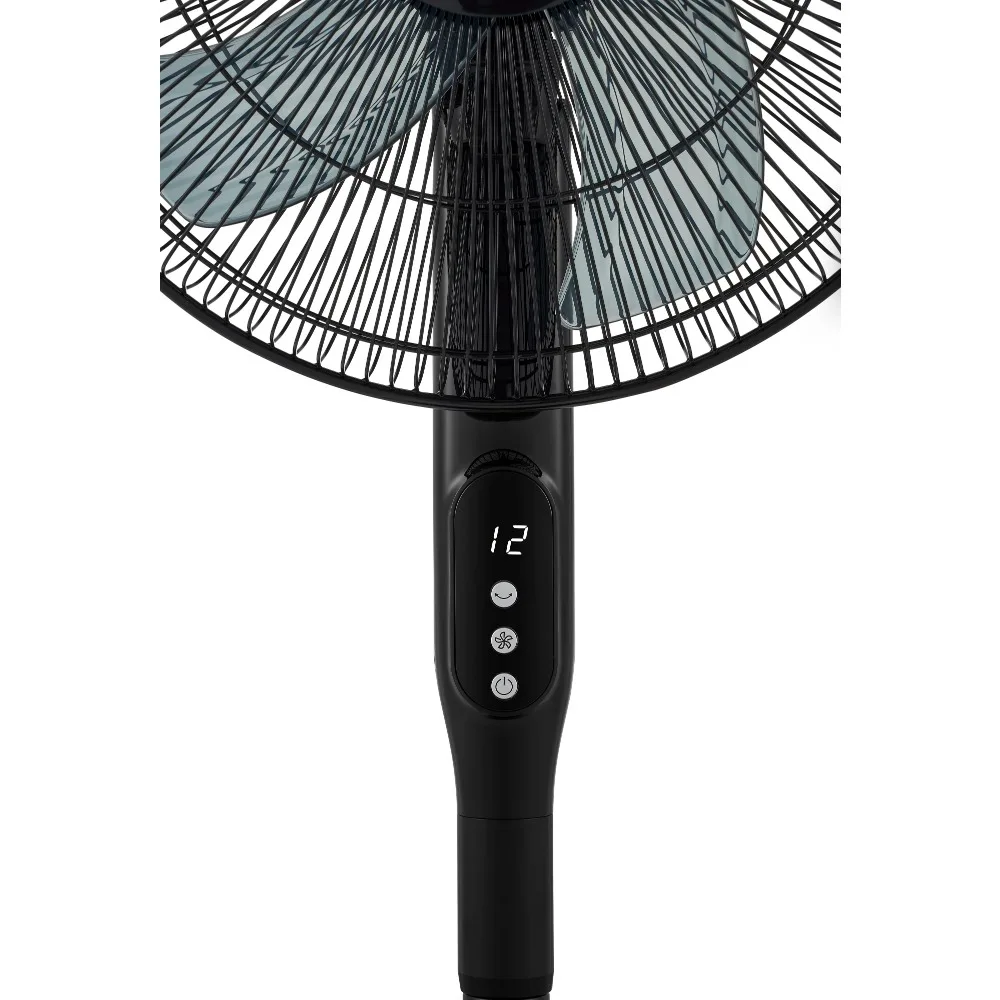 16 "12-Speed Voetstuk Ventilator En Afstandsbediening, Nieuw, Zwart