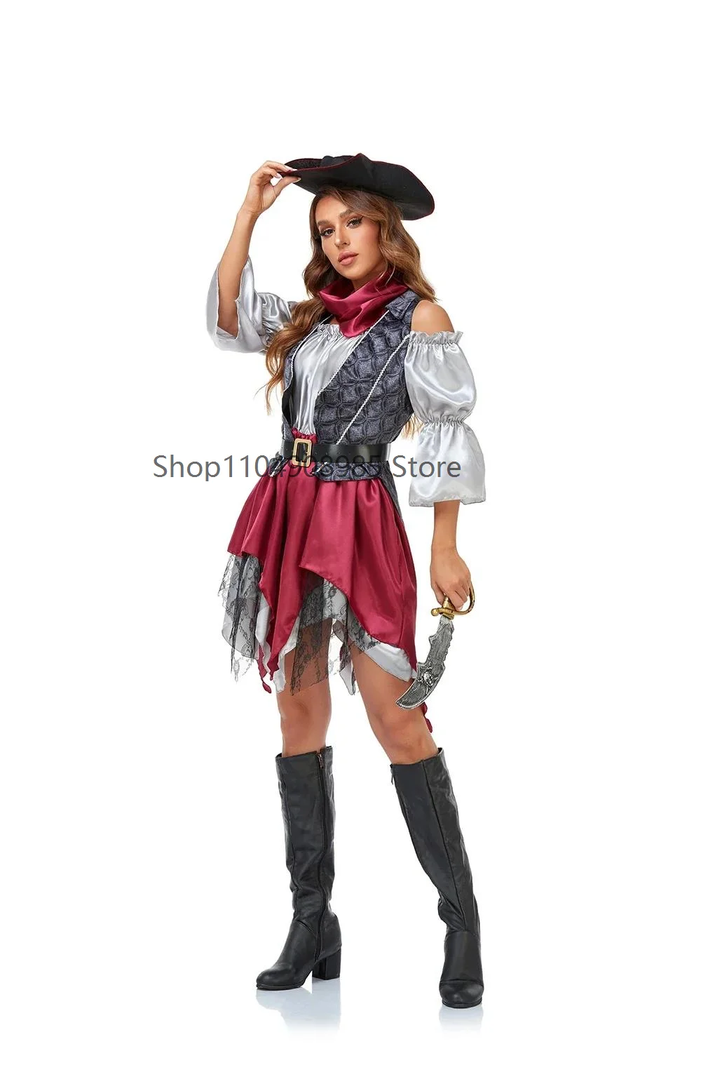 

OW1 Women Adult Halloween Carnival Party Cosplay Costume Stage Performance Captain Huntress Fancy Dress