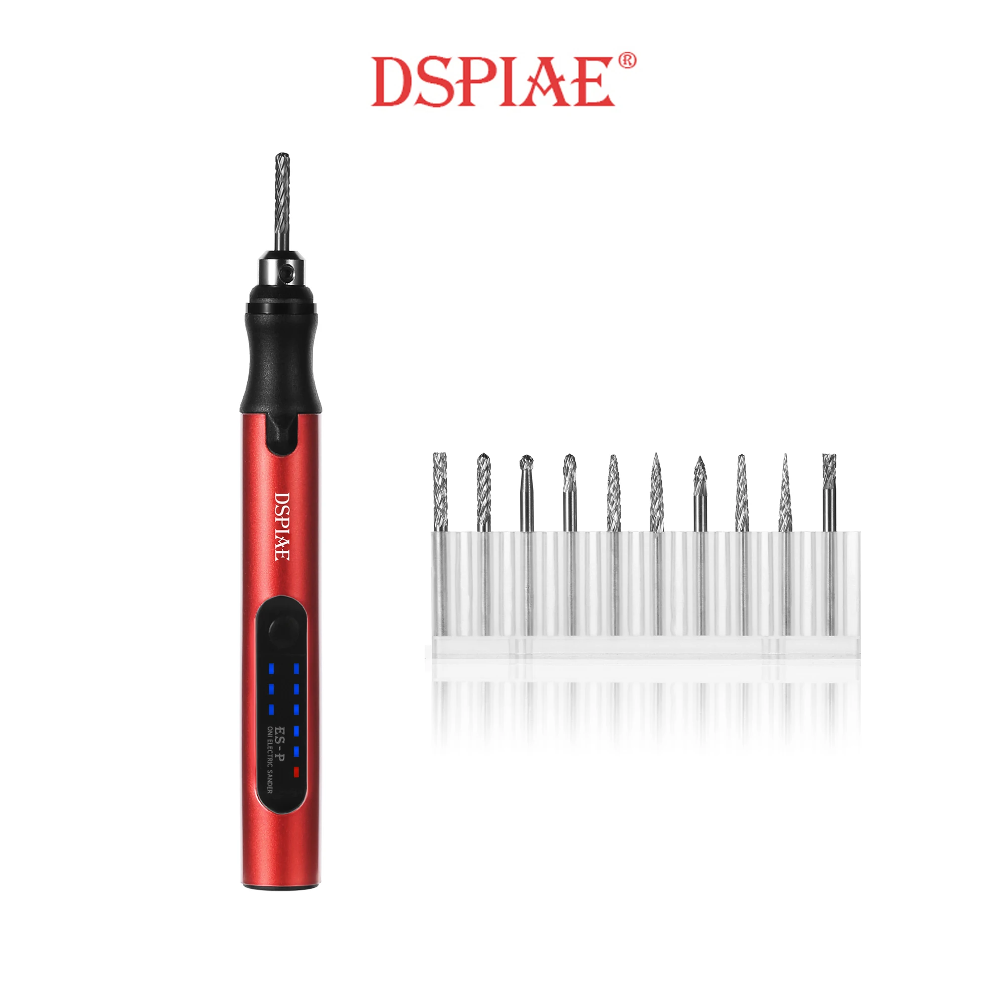 DSPIAE Stylo d\'affûtage électrique portable ES-P et tête de meulage en acier au tungstène pour les modèles militaires Gundam outil de passe-temps