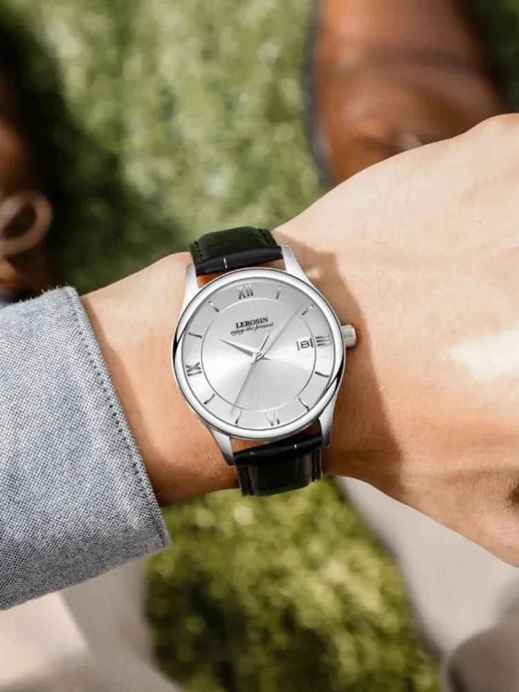 남성용 쿼츠 시계, 사파이어 글래스, 비즈니스 패션 원피스, 리얼 304L 스틸 벨트, 39.5mm