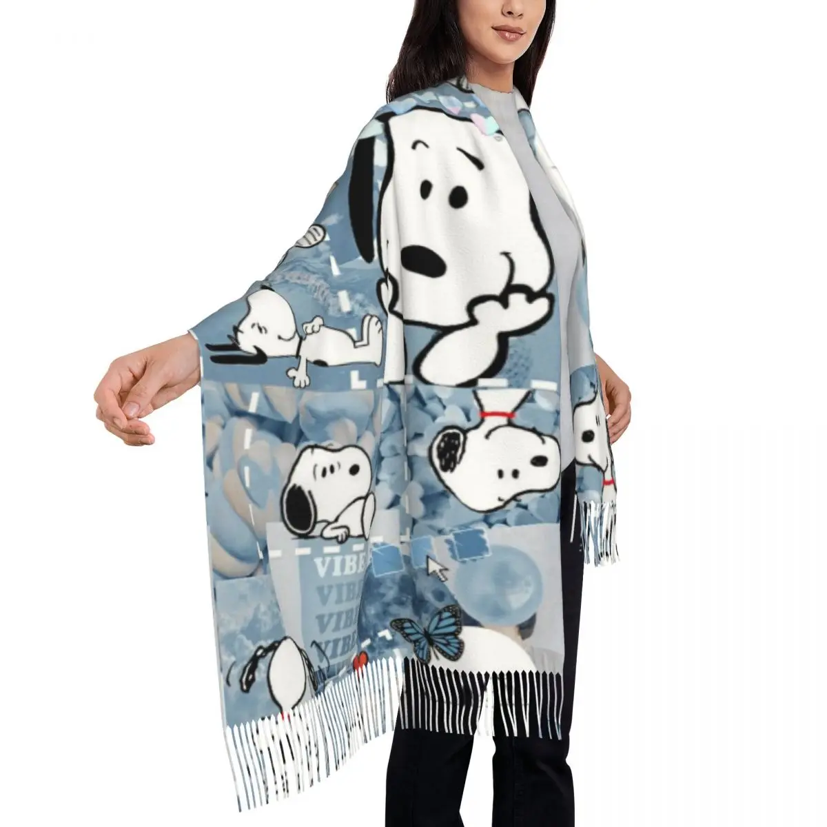 Custom Wallpaper S-Snoopys Tassel Scarf Women Soft Shawl Wrap Lady Winter Fall Scarves