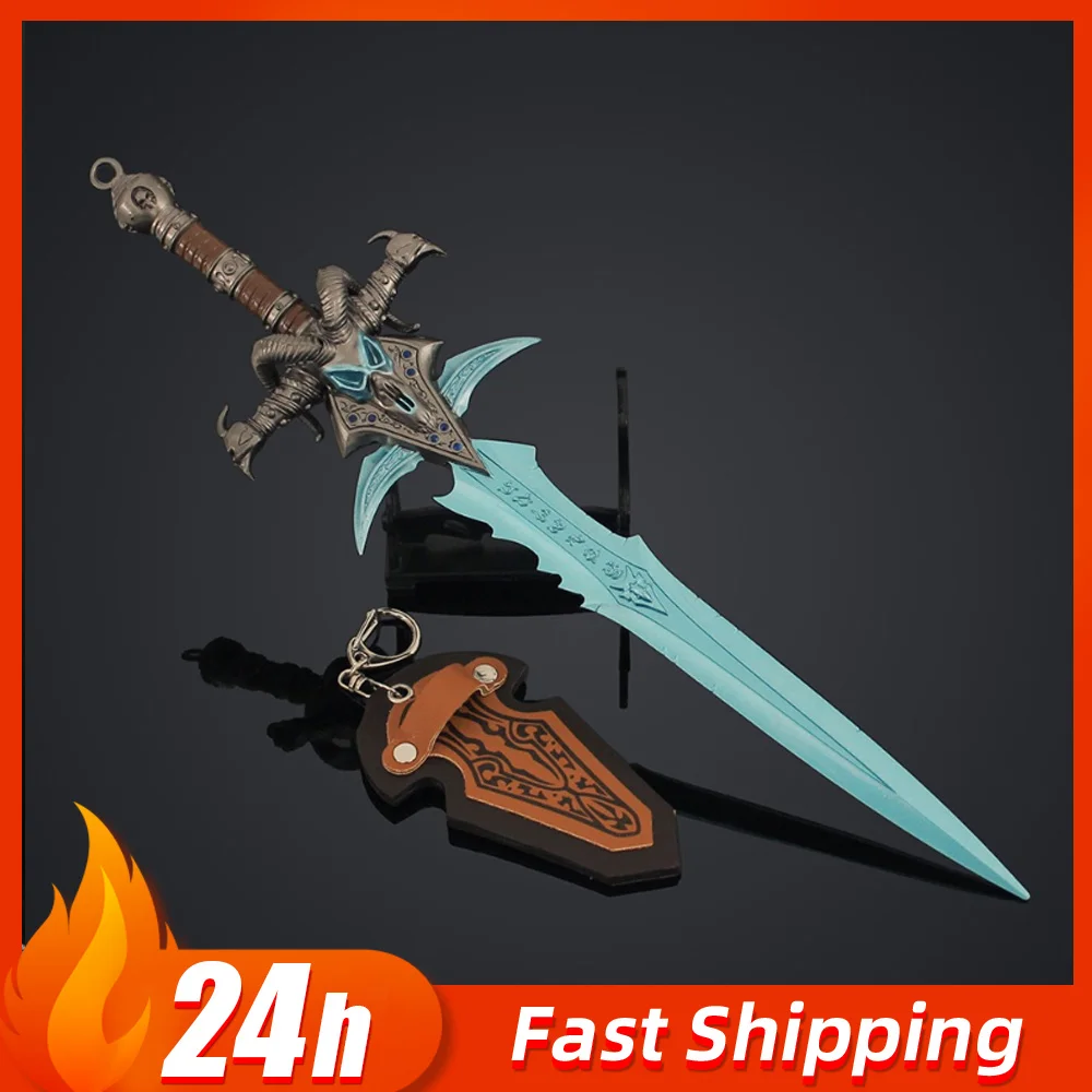 30 cm/11,81 in World of Warcraft Frostbite Schafe kopf Schwert Spiel Peripherie Waffe Modell Mit rückplatte Junge Spielzeug Desktop Dekoration