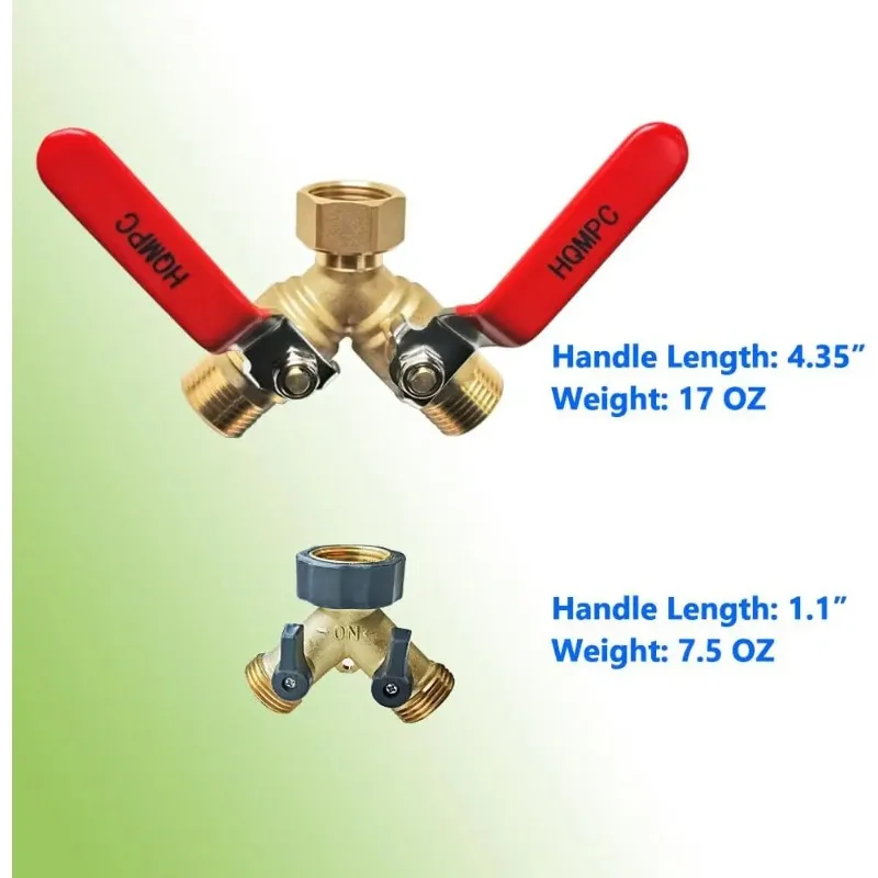 Garden Hose Y Valve Hose Splitter Brass Hose Splitter With Stainless Steel Long Handle Brass Y Valve Water