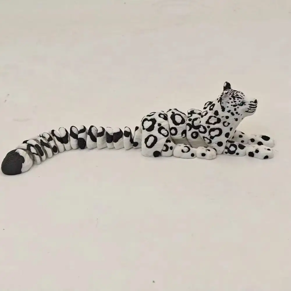 Creative 3D Printed Simulation Simulation Lifelike Simulation Tiger Figurine Rotatable Articulated Snow Leopard Model