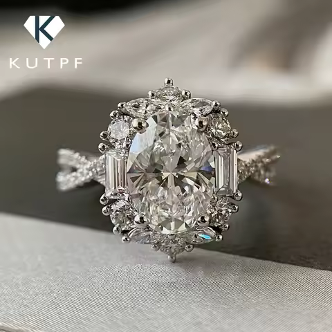 2 Carat D Color Oval Cut Moissanite Diamond Rings Certified 925 Sterling Silver Engagement Rings Promise Wedding Ring For Women