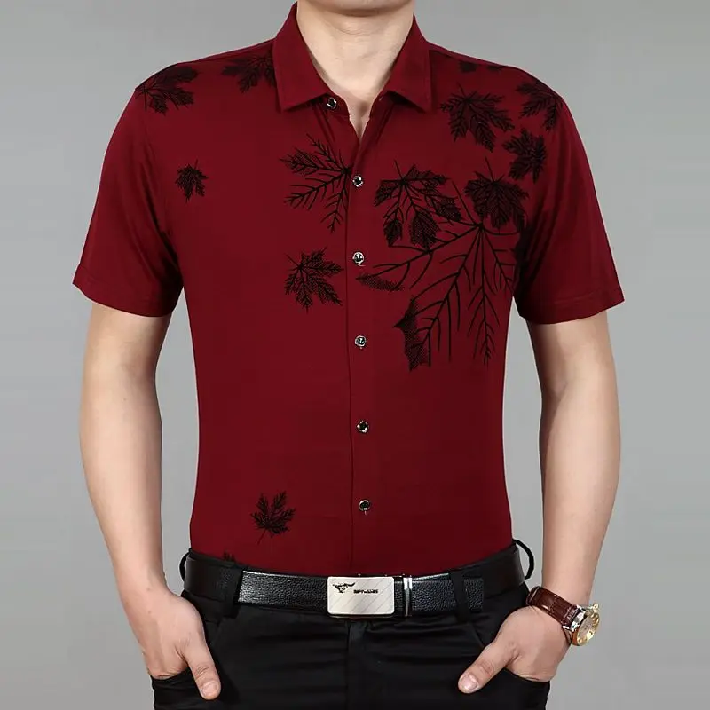 

Fashion Lapel Button Printed Embroidery Shirts Men's Clothing 2023 Summer Casual Tops Loose All-match Short Sleeve Shirt