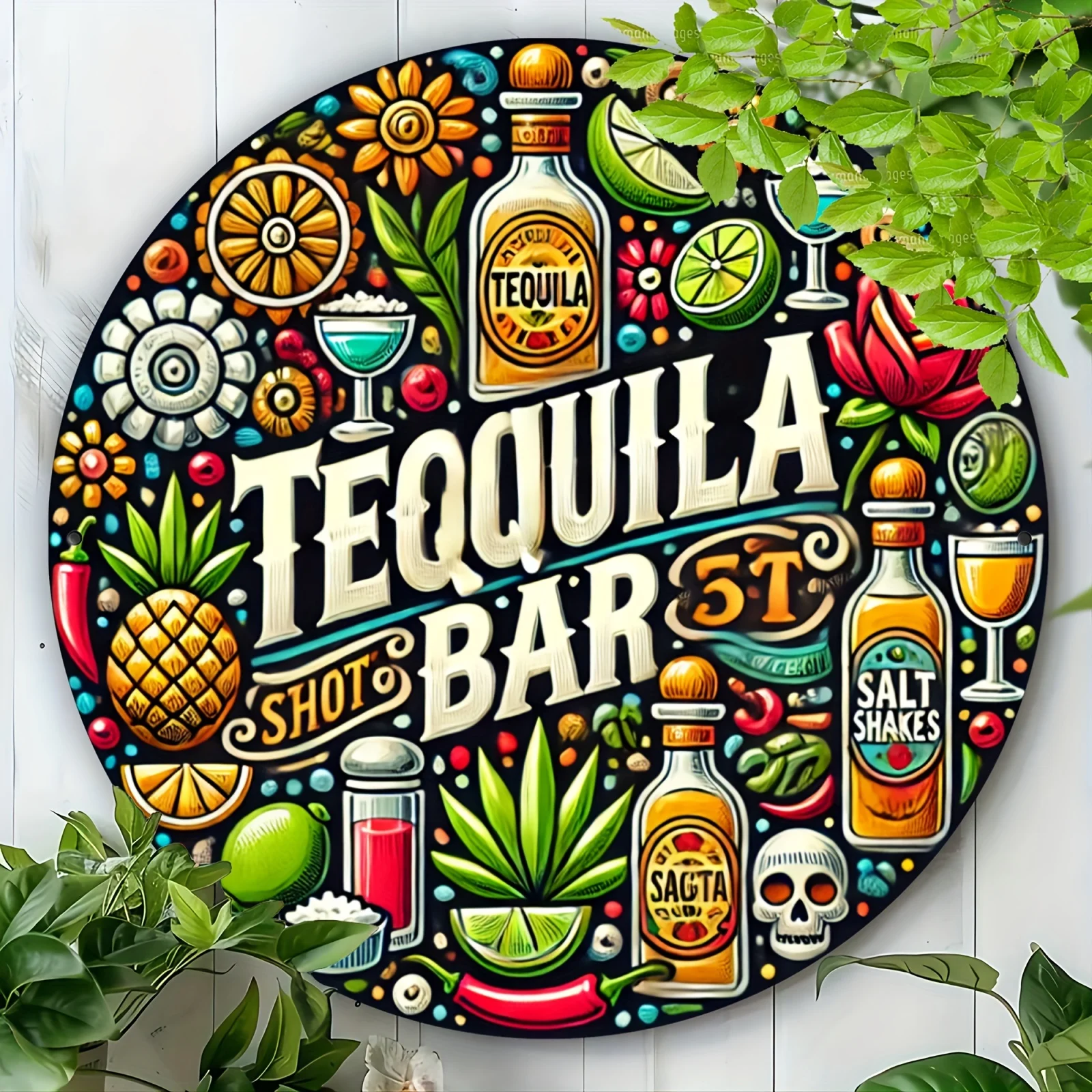 Agave Bar Metal Sign Vintage Wall Decorative Plaque - 20.32X 20.32cm Round Aluminum Sign - Fun Wall Art for Indoor, Outdoor, and Farm Settings