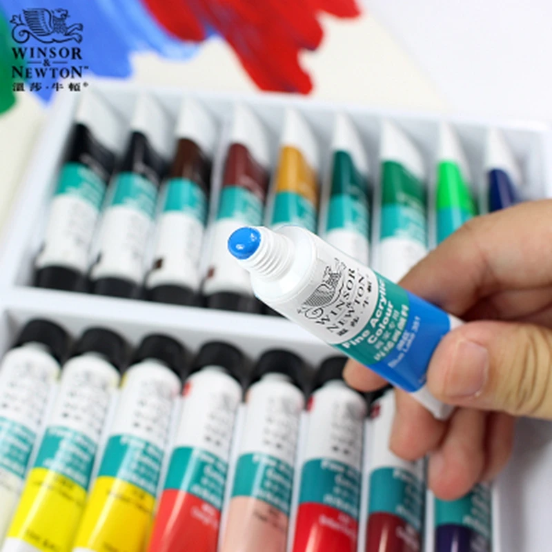 WINSOR&NEWTON 12/18/24 Colors Professional Acrylic Paints Set 10ml Hand Painted Wall Painting Textile Paint Brightly Colored