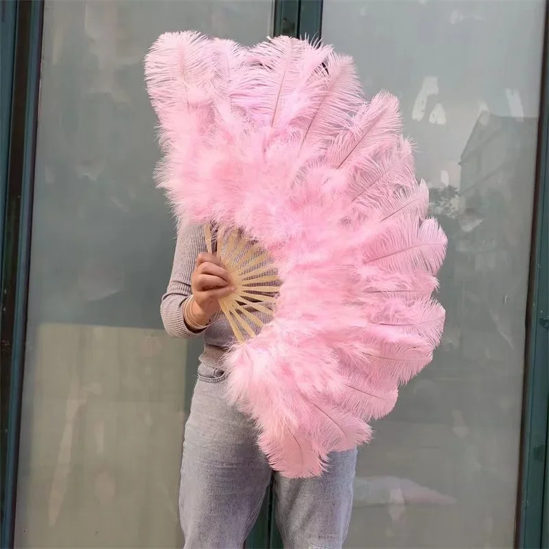 1/2PCS Ostrich Feather Small Fan 90cm for Carnival Celebration Belly Dance Show Performance Handheld Fan Plumes Crafts Accessory