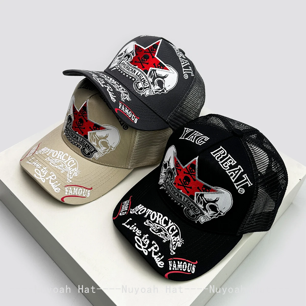 Hip-Hop Totenkopf-Stern-Buchstaben Stickerei Baseballkappen Atmungsaktive Streetwear Neue Herren Damen Sonnenschutz Vielseitige Trucker Caps Ins