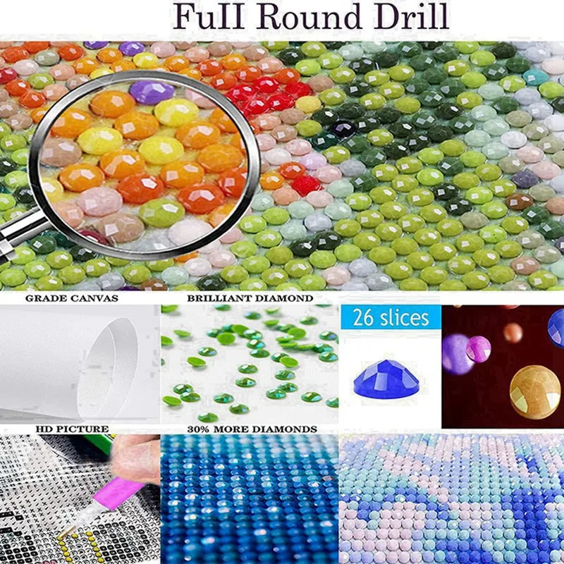 DIY Diamond Painting Diamond Embroidery Round Resin Diamond Cross Stitch Home Wall Decor 30X40cm Tulip Flowers