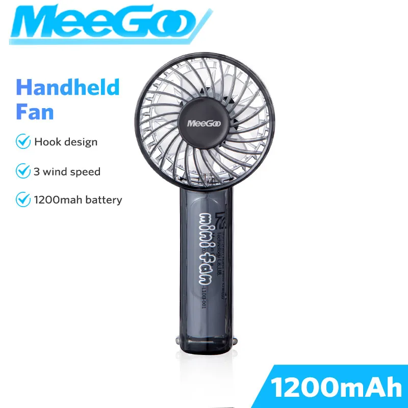 MeeGoo F95 Handventilator, Mini, tragbar, über USB wiederaufladbar, 1200 mAh, 3 Geschwindigkeiten, Taschenventilator, leicht, verstellbar, niedlicher Mini-Ventilator, Luftkühle