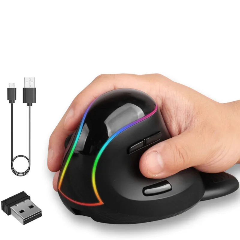 Jomaa ergonomische RGB drahtlose vertikale Maus 2,4g USB optische Maus wiederauf ladbare Maus dpi Maus für Desktop/Laptop/PC