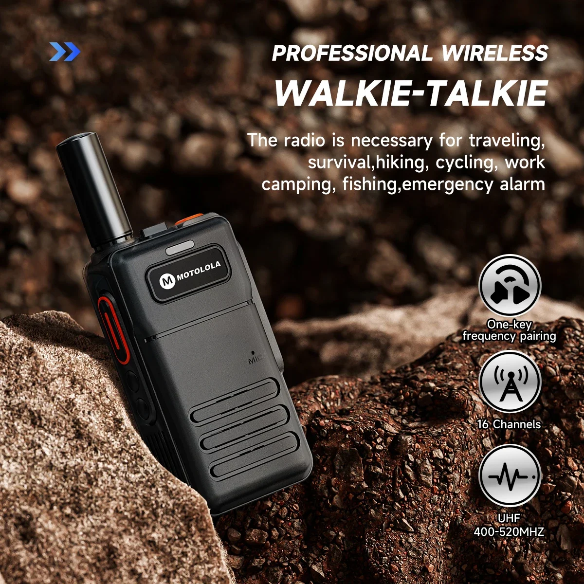 Motolola B6 Mini Walkie Talkie 16CH UHF 400-520MHz Long Range, Compatible with Baofeng Radios