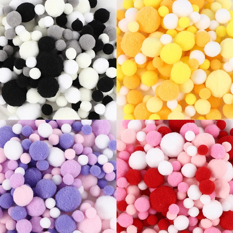 

130Pcs Macaron Colorful Gradient Fur Balls 1 To 3cm Pompones DIY Craft Decoration Wedding Party Toy Hat Scarf Decor Accessories