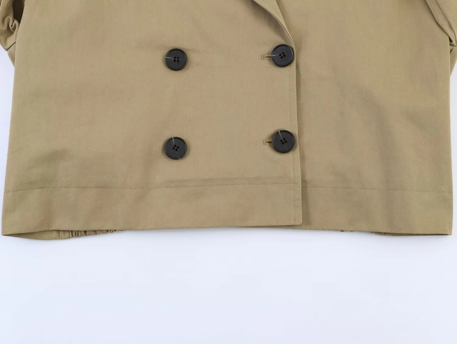 TFMLN Neue Damen Doppelreihige Kurze Trenchcoat-Jacke Halber Ärmel Frühling Sommer Oberbekleidung Freizeit Basic Style Windbreaker – Detail 8