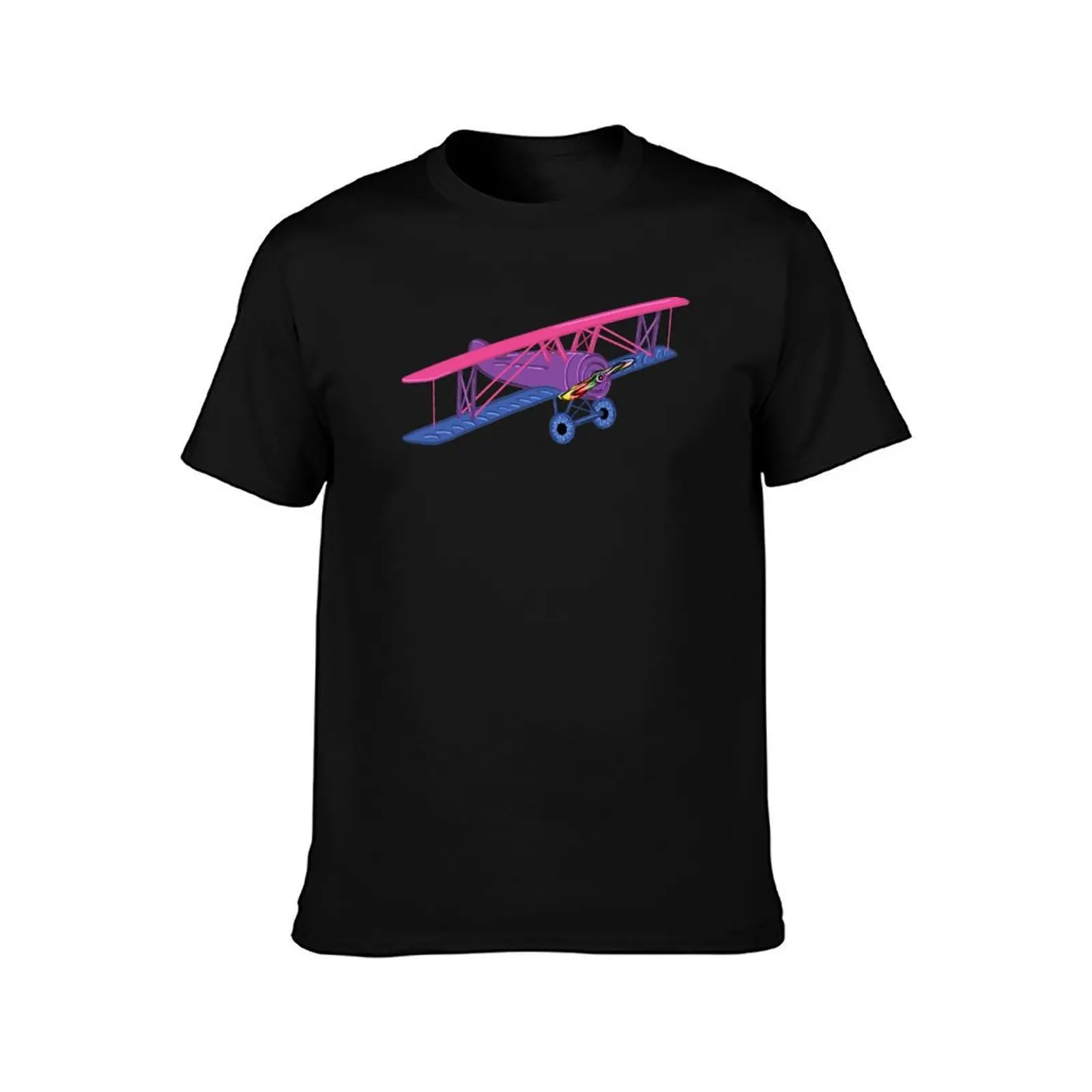 Bi-BiPlane T-Shirt, Summer Casual Cotton Tee, Oversized Streetwear Tops, Vintage Graphic Print, Loose Fit Short Sleeve