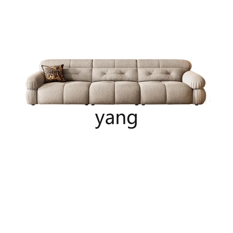 LMM light French retro cream wind snow Neil velvet fabric sofa straight row