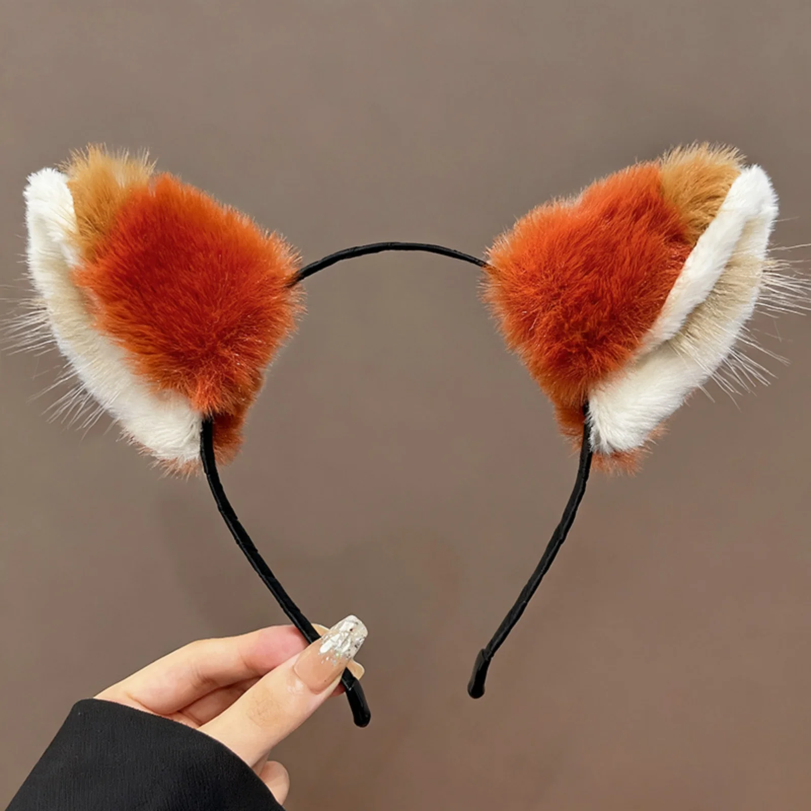 

1PC Fox Ear Plush Headband, Orange White Fuzzy Animal Hair Hoop, Cute Daily Hair Accessories, Stylish Party Hair Decor