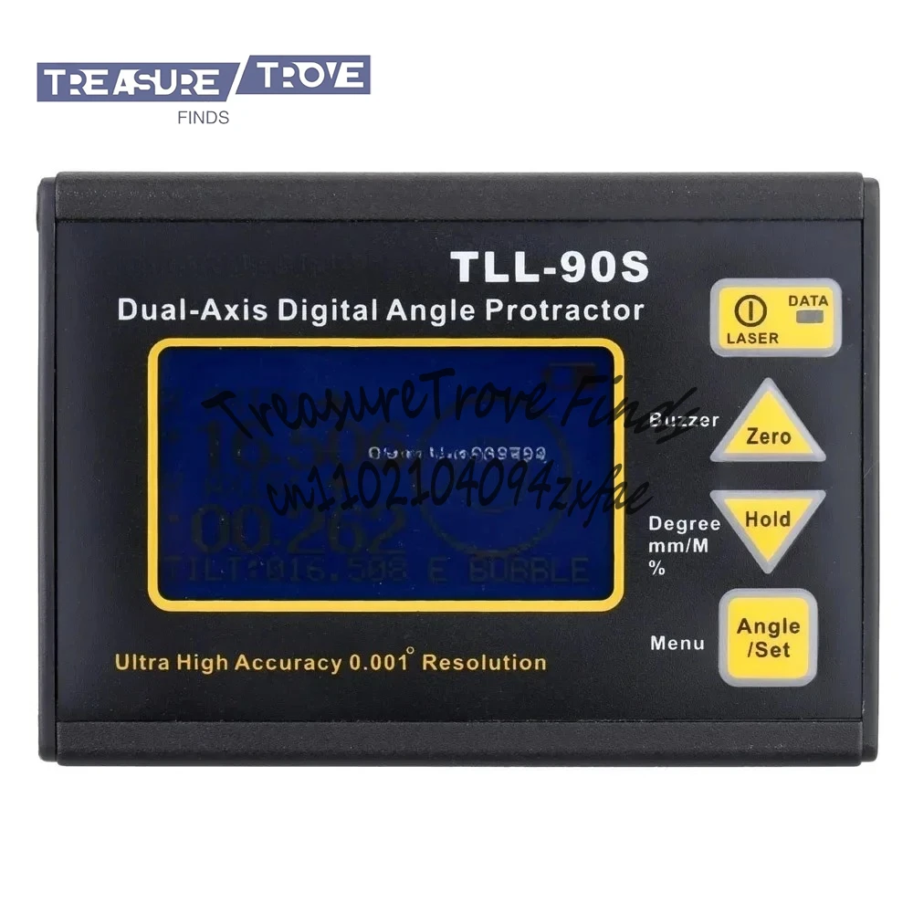 

TLL-90S Двухосный уровень Высокоточный измеритель угла 0,005 градусов Лазерный цифровой дисплей Инклинометр Гироскоп