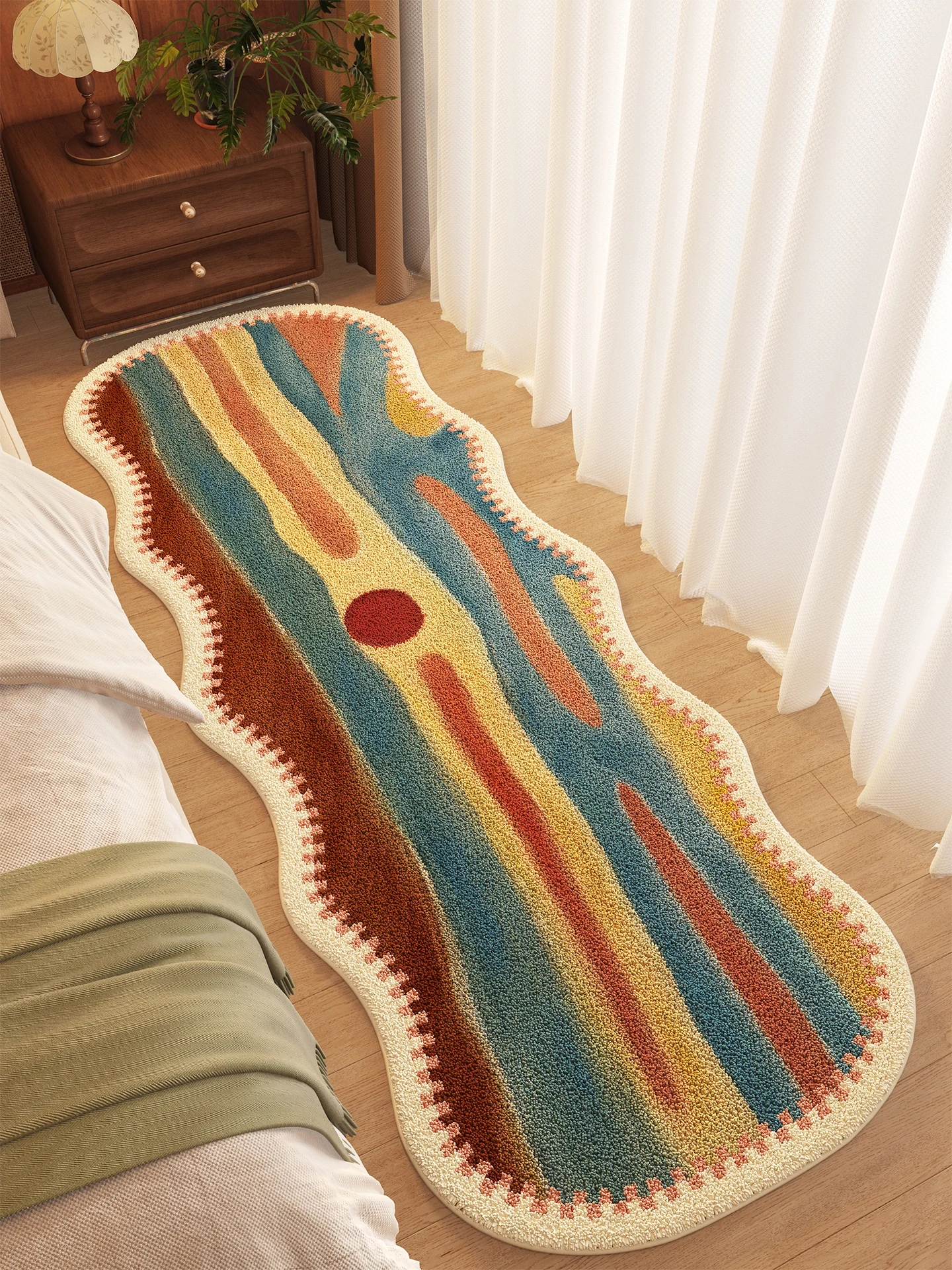 

Длинный ковер для спальни в стиле ретро, ковер с горной стороны, роскошный коврик Feel een Color, домашний текстильный пододеяльник, чехол