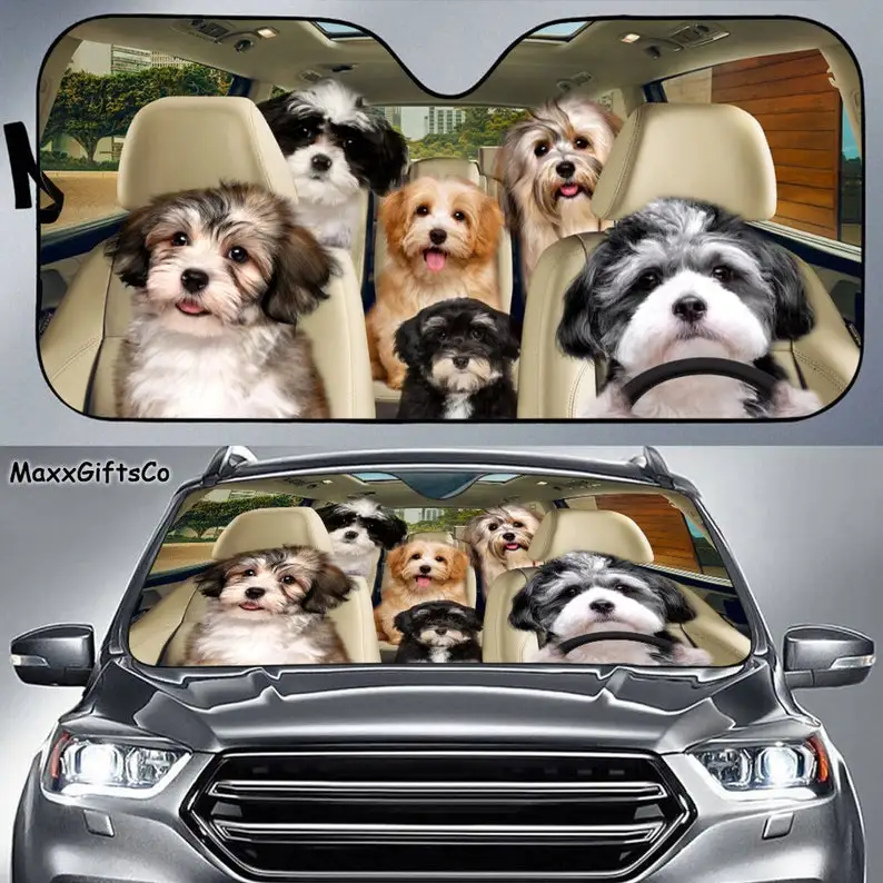 Havanese Car Sun Shade, Havanese Windshield, Dogs Family Sunshade, Havanese Car Accessories, Havanese Lovers Gift, Car Decoratio