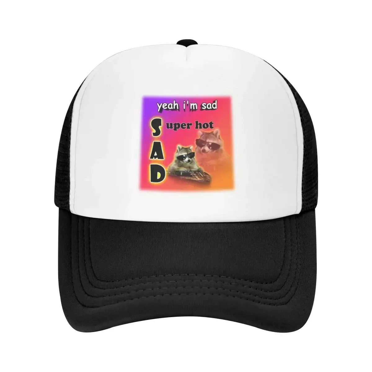 yeah I'm sad - super hot cool raccoon word art Baseball Cap |-F-| funny hat Luxury Man Hat Women Hats Men's