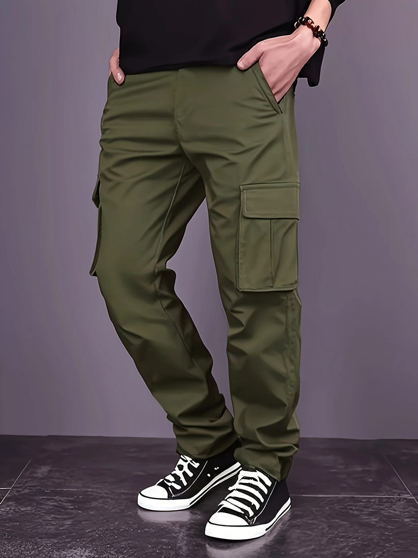 سراويل رياضية غير رسمية للرجال أوروبية لعام 2025 مع رباط عند الخصر والركض والمشي لمسافات طويلة وحزام خصر فضفاض وجيب #6