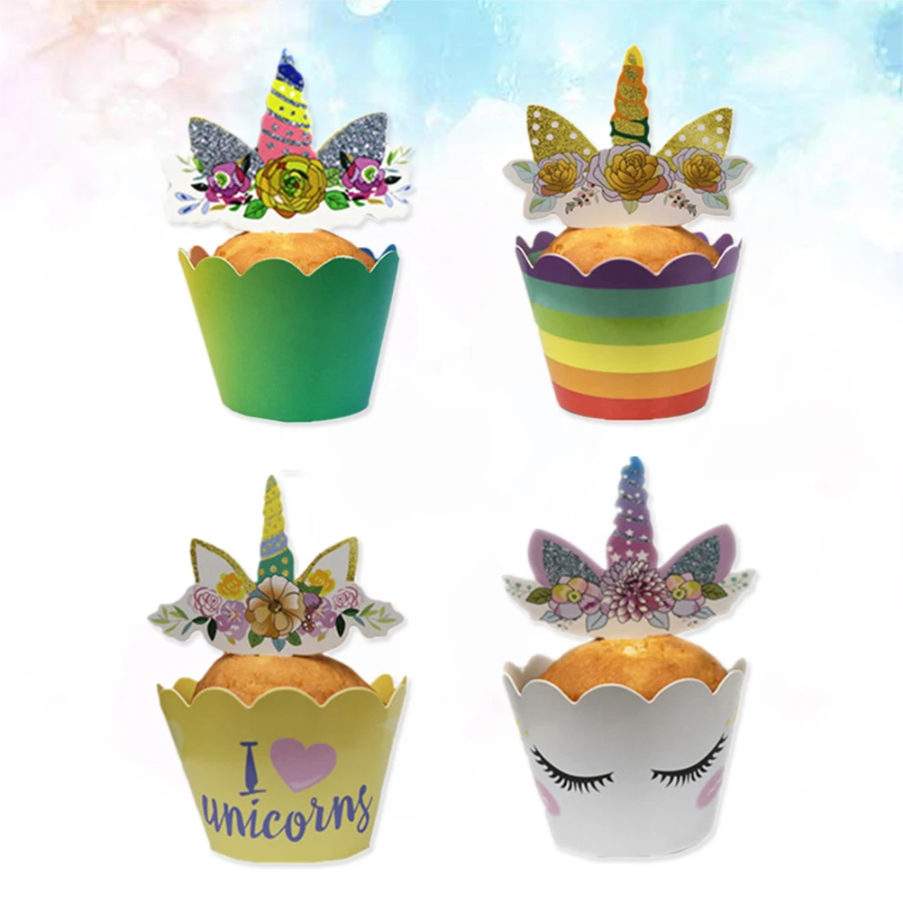 

96pcs Cake Surrounding Cards Cupcake Wrappers Toppers Paper Hats DIY Picks Birthday Wedding Party Supplies Cake