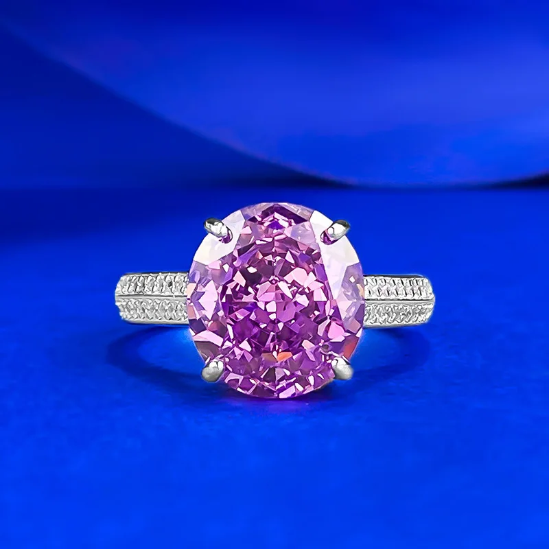 

10x11mm Oval Lab-Grown Diamond Ring - 925 Sterling Silver Wedding & Engagement Jewelry for Women