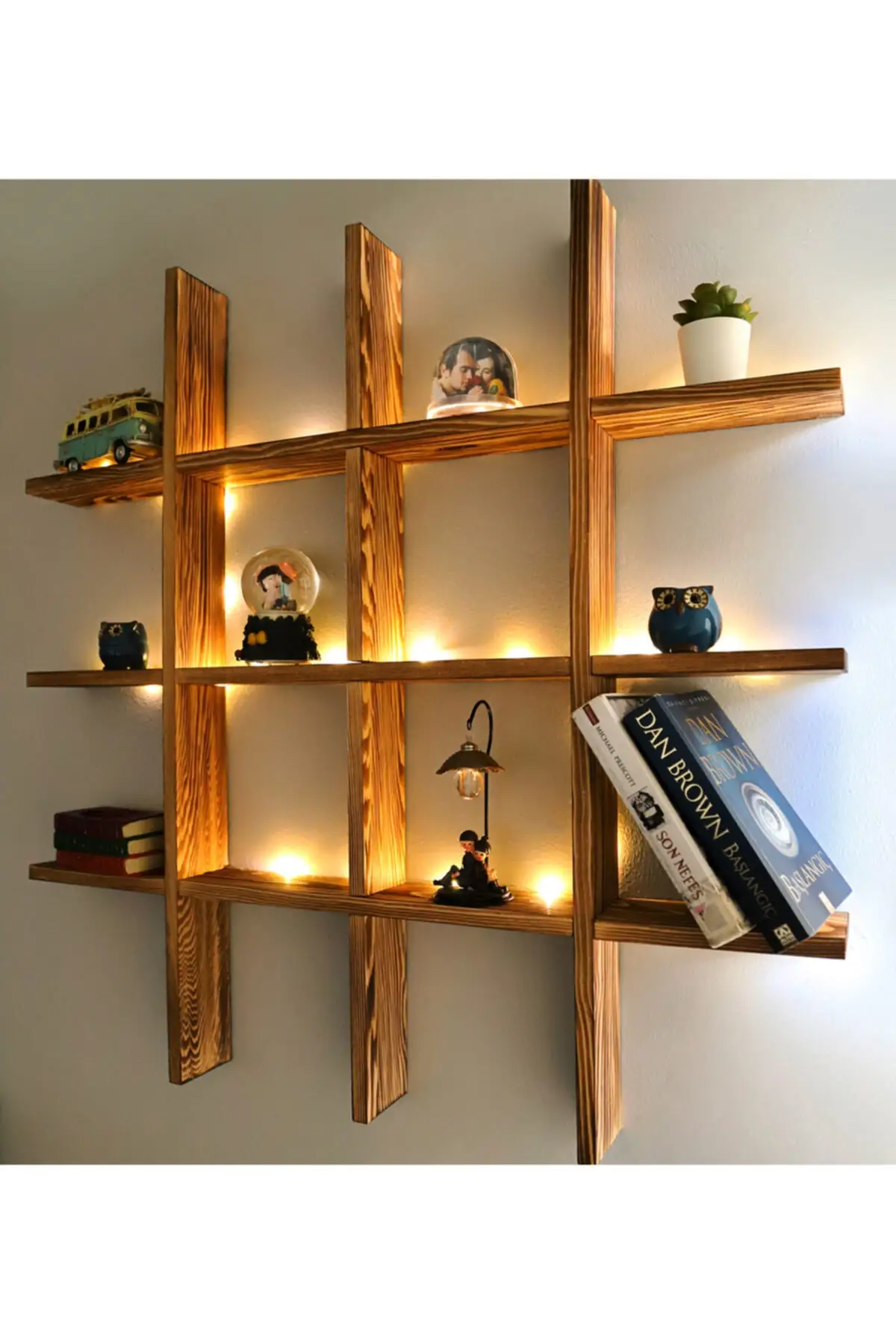 

Wooden Decorative Multiple Wall Shelf with led light Bookshelf wall design interior design accessory book shelf