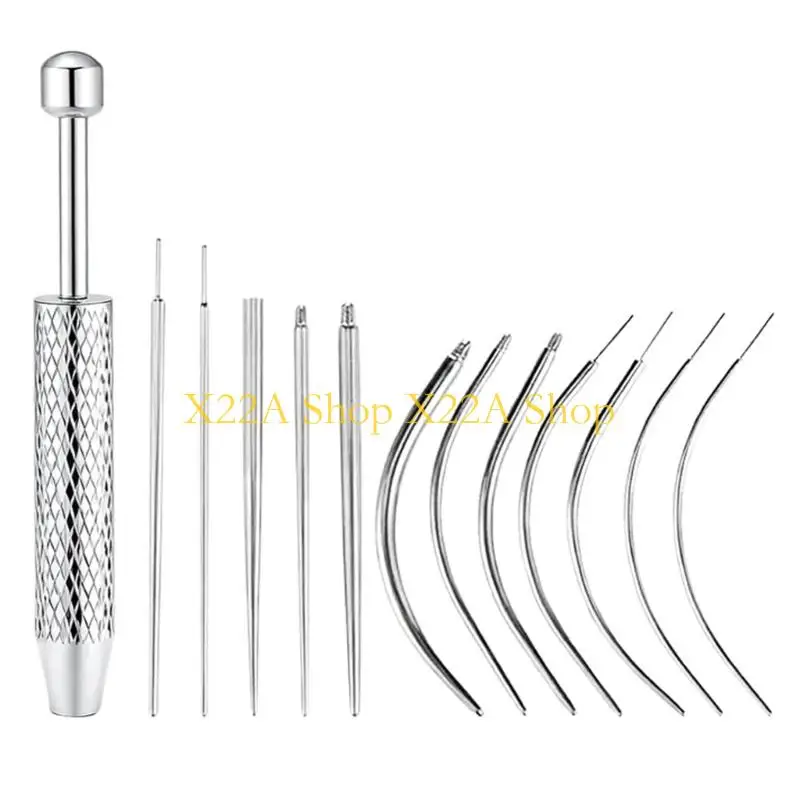 Unique Travel Friendly Body Jewelry Grabber Pin With Threaded And Threadless Pins Stainless Steel Piercing Tool Set