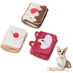 New Ins Squeaky Pet Stuffed Toy Interactive Bite Resistant Dog Toy Hide Food Simulation Cake Roll Dog Nosework Toy