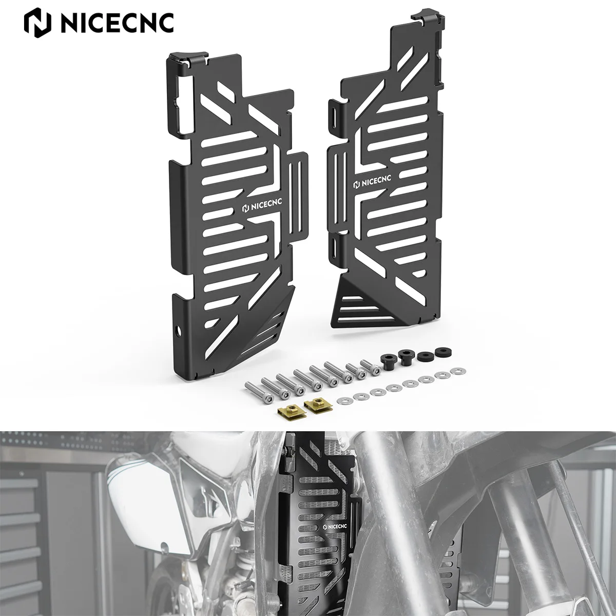 

NICECNC For Suzuki DRZ400S 2000-2024 DRZ400SM 2005-2024 DR-Z4S DR-Z4SM Motorcycle Radiator Guard Cover Protector Kit Aluminum